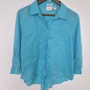 Chicos Linen Blend “No Iron” Size 2 Top
